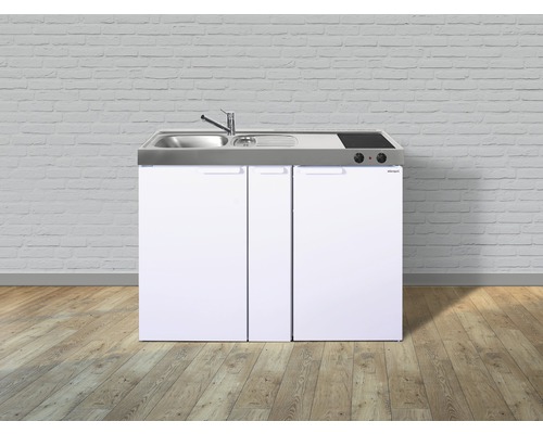 Kompakte Küchenzeile mit Spüle, Kochfeld und Unterschränken