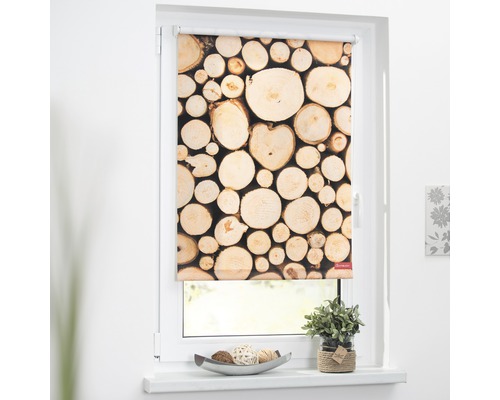 Store à clipser Lichtblick sans vissage tas de bois marron 45x150 cm, supports de serrage compris