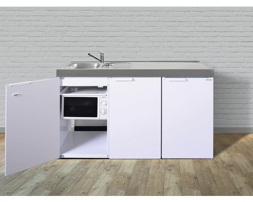 Stengel-Küchen Singleküche mit Geräten Kitchenline 150 cm weiß glänzend vormontiert Variante links