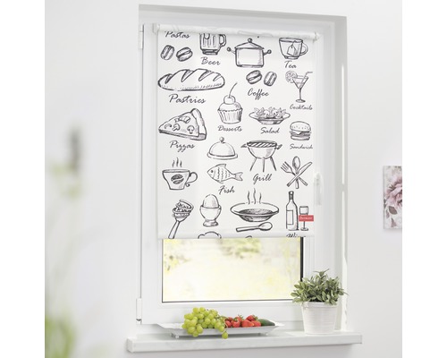 Store à clipser Lichtblick sans vissage Menu noir 80x150 cm, supports de serrage compris