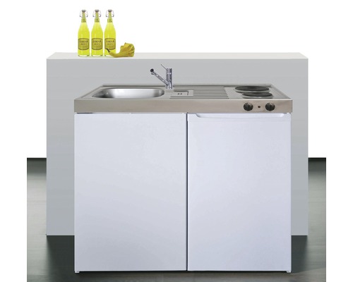 Stengel-Küchen Miniküche mit Geräten Easyline 100 cm weiß glänzend montiert Variante links
