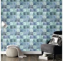 Papier peint intissé 103961 Levi vert, bleu