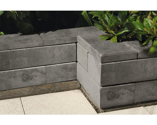 Muret Trendline pierre de construction 1/2 gris-terre cuite chiné lisse 19,0x19,0x12,5cm