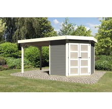 Gartenhaus Karibu Grünwald 3 mit Schleppdach 2,2 m 467 x 238 cm terragrau