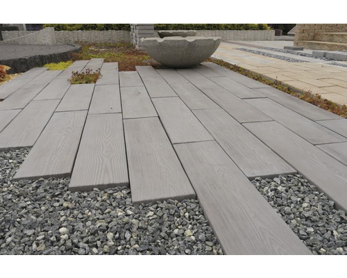 Planche de terrasse Lignum gris aspect bois 79,5 x 20 x 5 cm