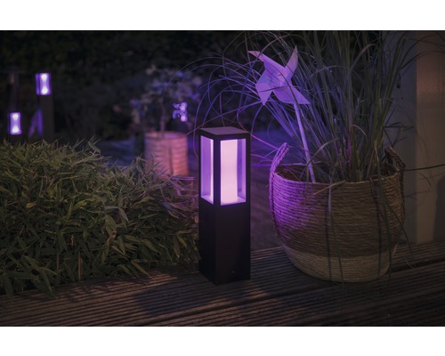 Borne LED Philips hue extension Fuzo White and color ambiance 8W 1200 lm noir h 400 mm - compatible avec SMART HOME by HORNBACH