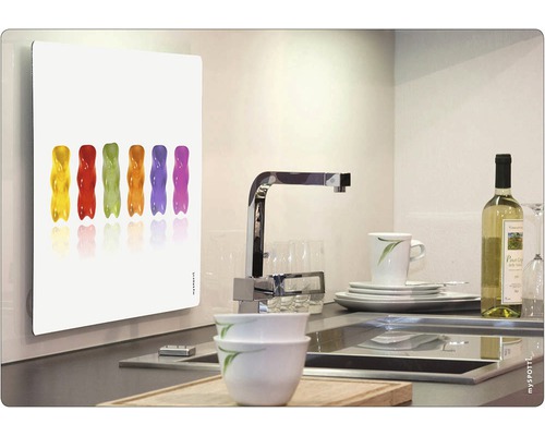 Dekorplatte mit Gummibärchen-Motiv in einer Küche