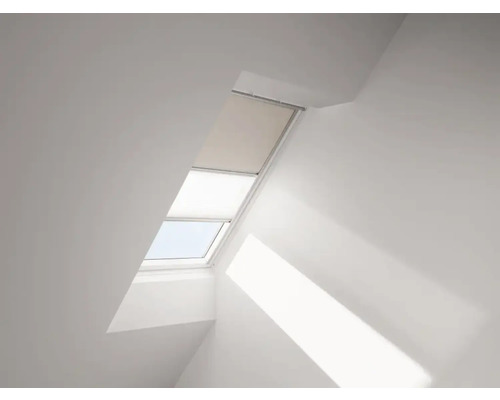 Store duo VELUX store occultant uni beige et store plissé blanc cadre aluminium DFD CK02 1085S