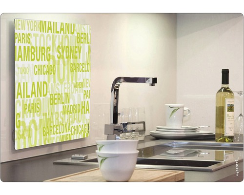 Küchenrückwand mit Stadtnamen-Motiv