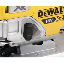 Detailaufnahme einer DeWalt 18V XR Stichsäge mit Einstellknopf