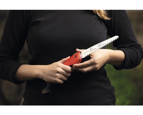 Frau hält eine Felco Klappsäge