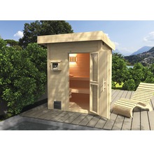 Chalet sauna Weka Naantali avec poêle 9 kW et commande externe, avec portes en bois et verre à isolation thermique-thumb-0