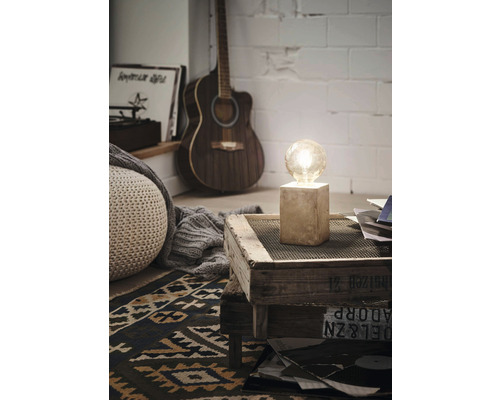 Pied de lampe de table 1 ampoule hxLxl 13x9x9 cm Prestwick gris avec interrupteur à câble Pied de lampe de table 1 ampoule hxLxl 13x9x9 cm Prestwick gris avec interrupteur à câble