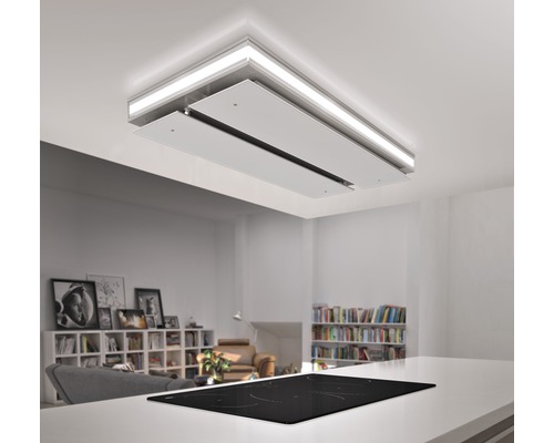 Deckendunstabzugshaube in einer modernen Wohnküche