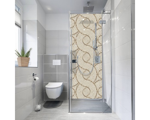 Panneau mural de douche mySpotti Fresh Marble Stone aspect carrelage mosaïque 255 x 100 cm FS-F1-1396