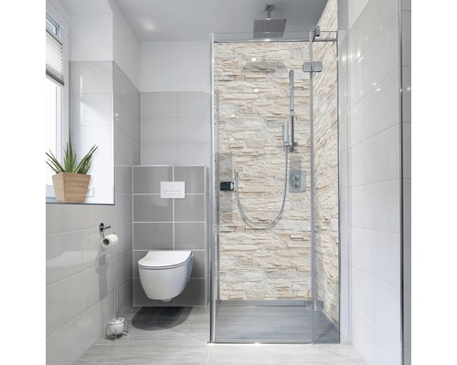 Panneau mural de douche mySpotti Fresh mur de pierres 255 x 100 cm FS-F1-1398