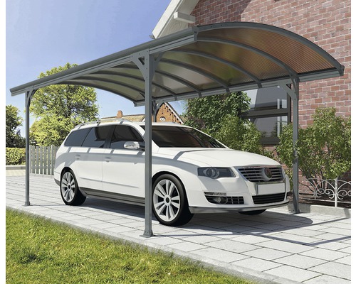 Carport simple Palram – Canopia Vitoria 5000 avec gouttière 290 x 500 cm anthracite