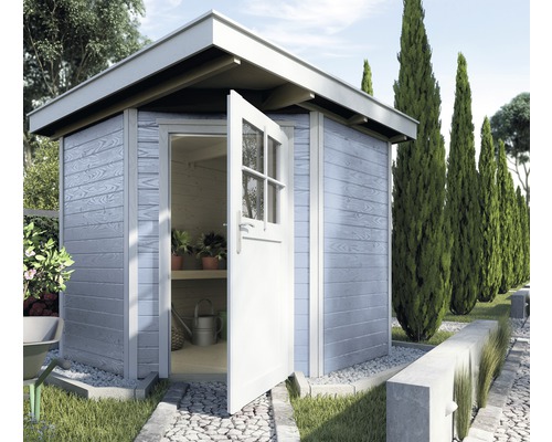 Chalet de jardin d'angle en madriers weka 229, avec plancher, 209x205 cm, gris-0