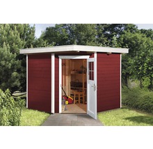 Blockbohlen-Eckhaus weka 229 mit Fußboden 270 x 270 cm schwedenrot