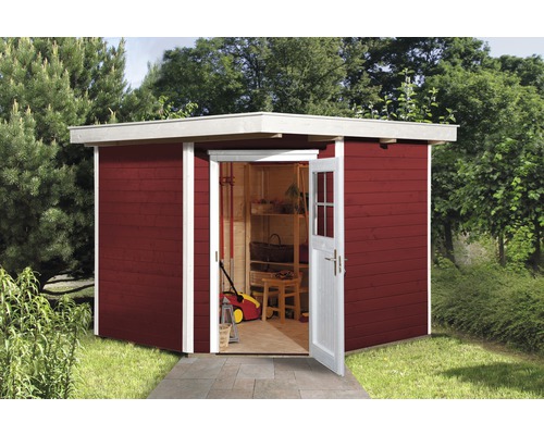 Abri d'angle en madriers weka 229 avec plancher 270 x 270 cm rouge de Falun