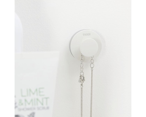 Logo Tiger sur un crochet mural rond blanc avec un collier couleur argent