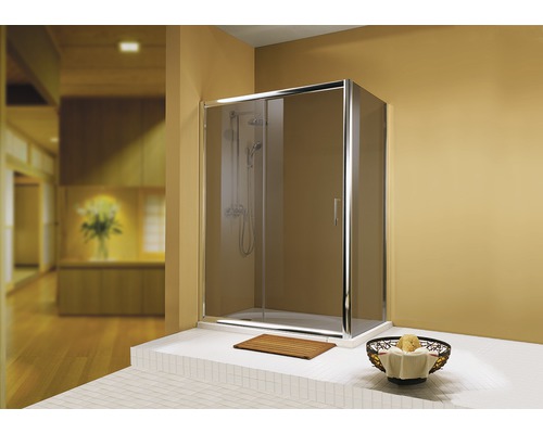 Porte coulissante pour paroi latérale Schulte Kristall/Trend largeur 140 cm décor gris anthracite couleur du profilé chrome Porte coulissante pour paroi latérale Schulte Kristall/Trend largeur 140 cm décor gris anthracite couleur du profilé chrome