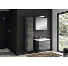 Modernes Badezimmer mit Waschbeckenunterschrank, Spiegelschrank und Hochschrank