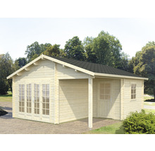 Blockbohlenhaus Palmako Grace mit Fußboden 565 x 598 cm natur