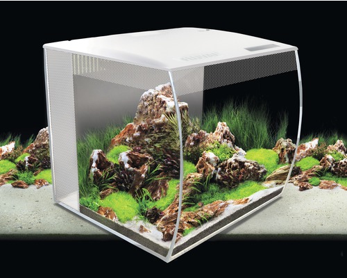 Aquarium Fluval Flex 57 l avec éclairage, filtre et télécommande sans meuble bas, blanc