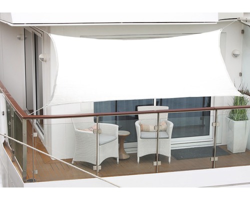 Voile d'ombrage rectangulaire pour balcon blanc 140x270 cm