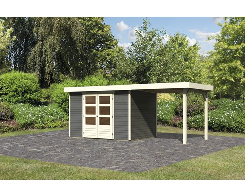 Gartenhaus Karibu Kodiak 4 mit Schleppdach 2,4 m 526 x 217 cm terragrau