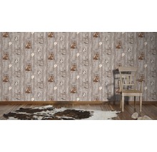 Vliestapete 35842-2 Little Stars Holz braun Pferd