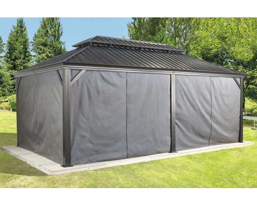 Kit de rideaux SOJAG Pavillon Messina 12x20 anthracite Tonnelle de jardin avec rideau fermé pour l''extérieur