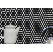 Mosaïque céramique Hexagon HX065 uni noir mat 26x30 cm