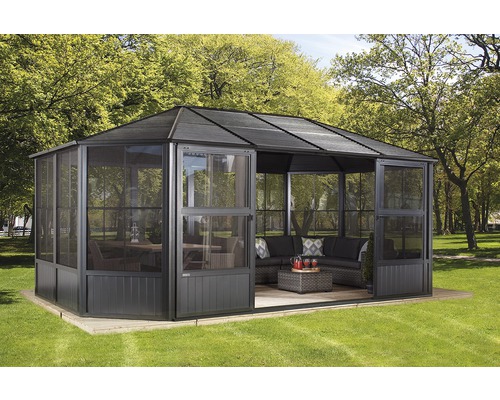 Pavillon Sojag Charleston 12x18 avec éléments muraux et moustiquaire 577x367 cm anthracite