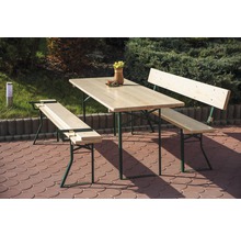 Ensemble de tables pliantes & bancs pliants 10 places comprenant table,2 bancs bois métal bois beige-thumb-2