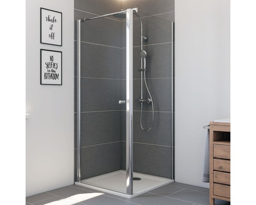 Paroi latérale pour porte pivotante Breuer Elana 900x2000mm en verre véritable transparent clair alu nature