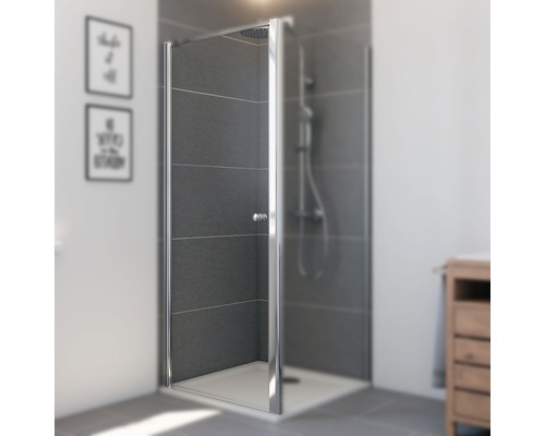 Porte pivotante pour paroi latérale Breuer Elana 900x2000 mm en verre véritable transparent clair alu nature