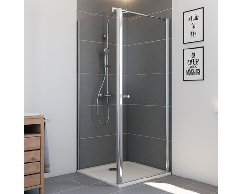 Porte de douche pour paroi latérale Breuer Elana 90 cm en verre transparent, profilé couleur chrome