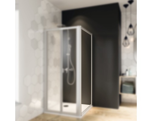 Paroi latérale pour porte pliante Breuer Fara 4 80 cm verre transparent profilé couleur argent mat