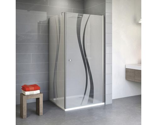 Porte pivotante avec paroi latérale Schulte ExpressPlus Alexa Style 2.0 90x90 cm décor Liane couleur du profilé aluminium-0