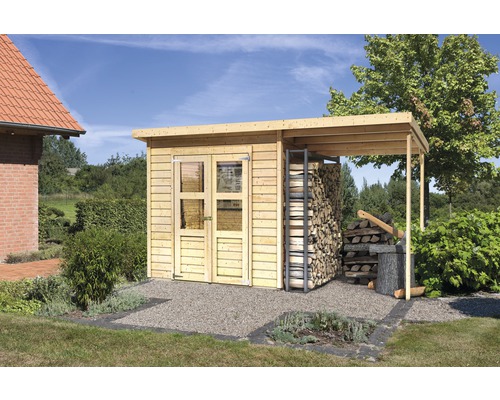 Abri de jardin Karibu Klosterburg avec toit en appentis 375x154 cm naturel-0