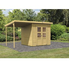Abri de jardin Karibu Klosterburg avec toit en appentis 390 x 236 cm naturel