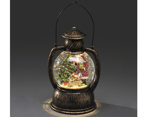 Lanterne décorative boule à neige avec Père Noël et sapin de Noël