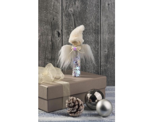 Décoration de Noël avec ange, cadeau et boules de Noël