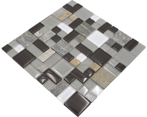 Mosaikfliese aus Glas und Stein