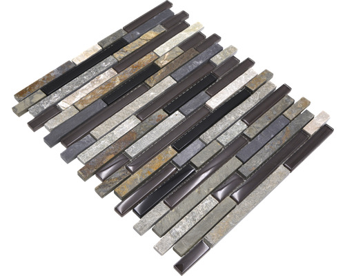 Mosaïque avec éléments en pierre et en verre