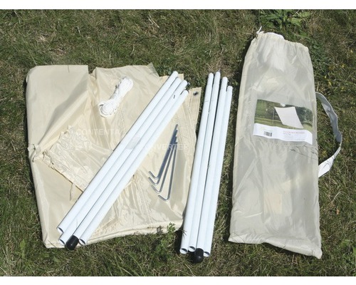 Tente de réception avec barres, cordes, sardines et sac de transport