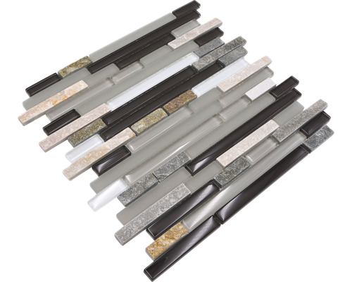 Mosaikmatte mit Glas- und Steinoptik