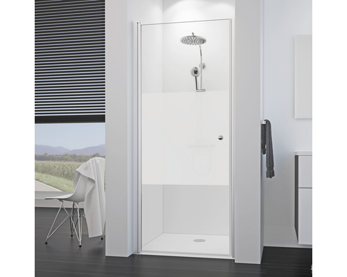 Porte pivotante pour niche Breuer Elana 8 90 cm butée à gauche décor Intima profilé couleur chrome